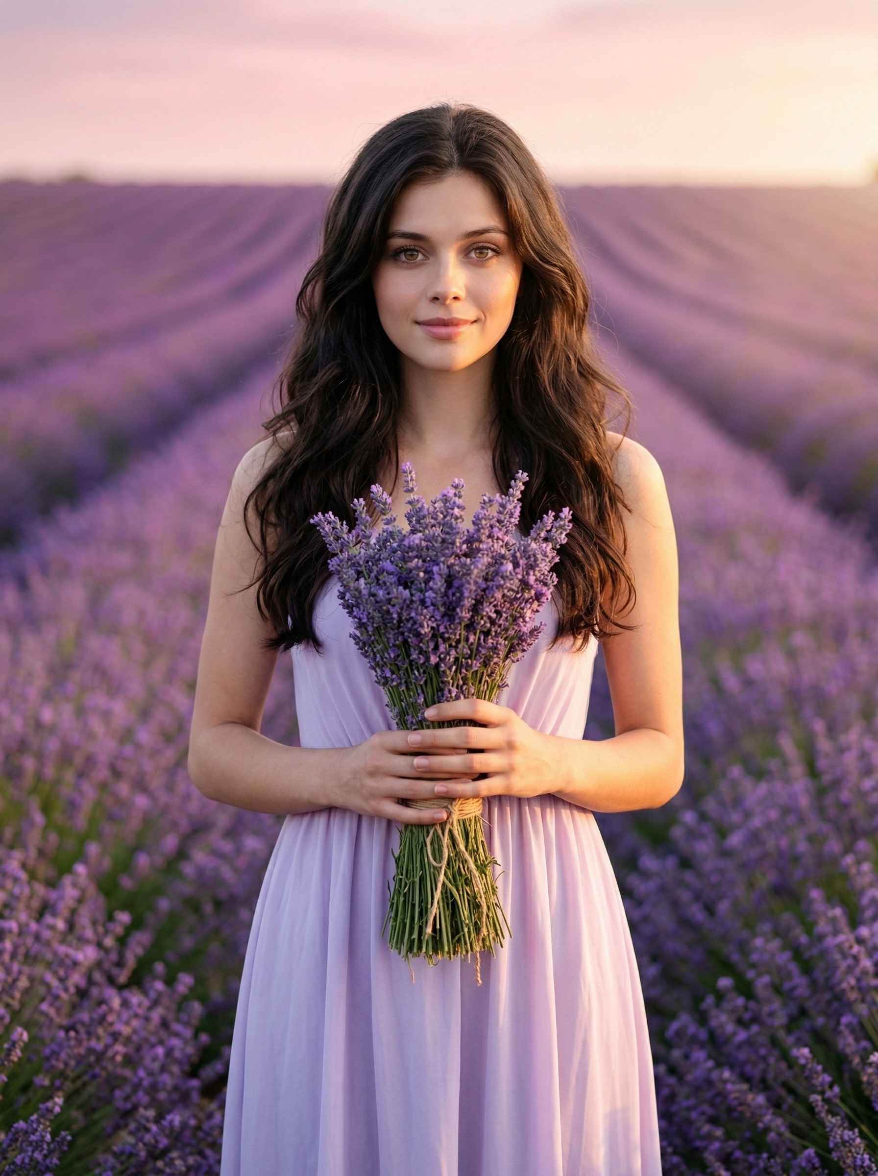 В лавандовом поле на рассвете