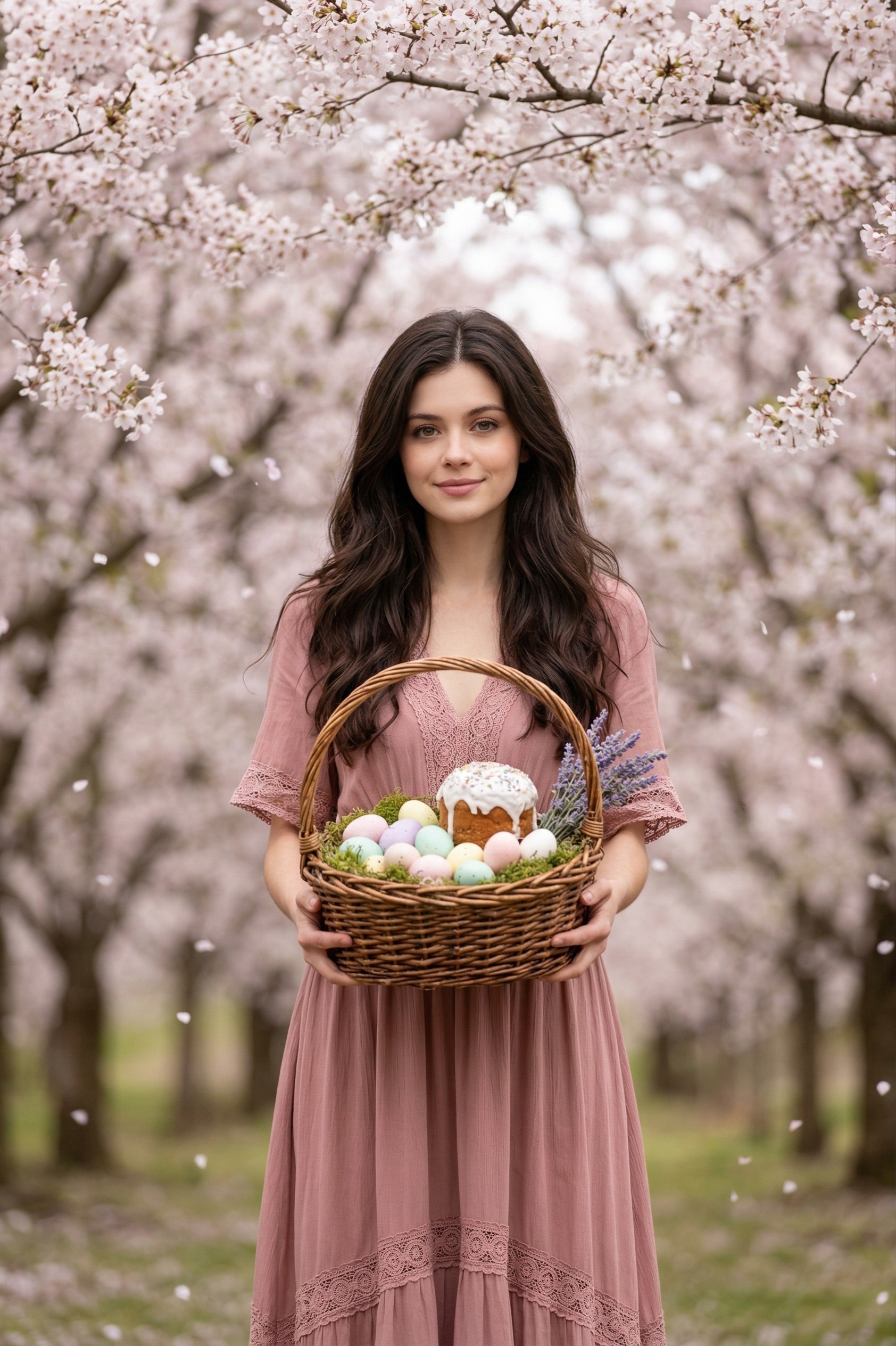 Портрет на Пасху в цветущем саду