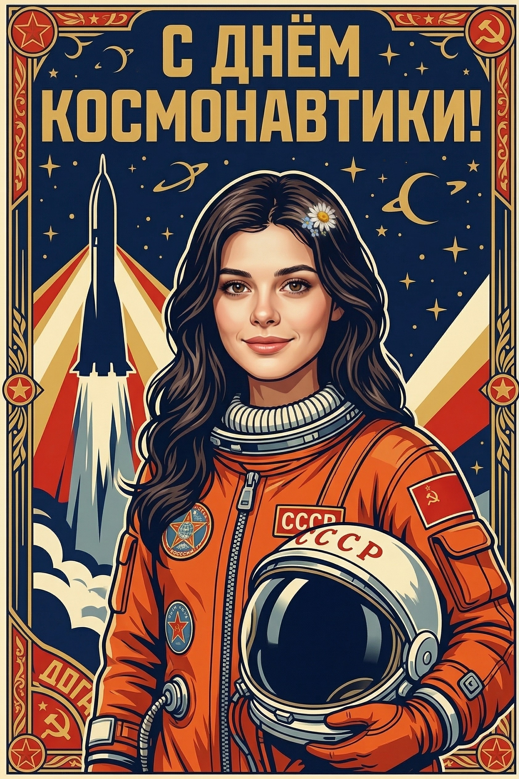 Открытка на День космонавтики