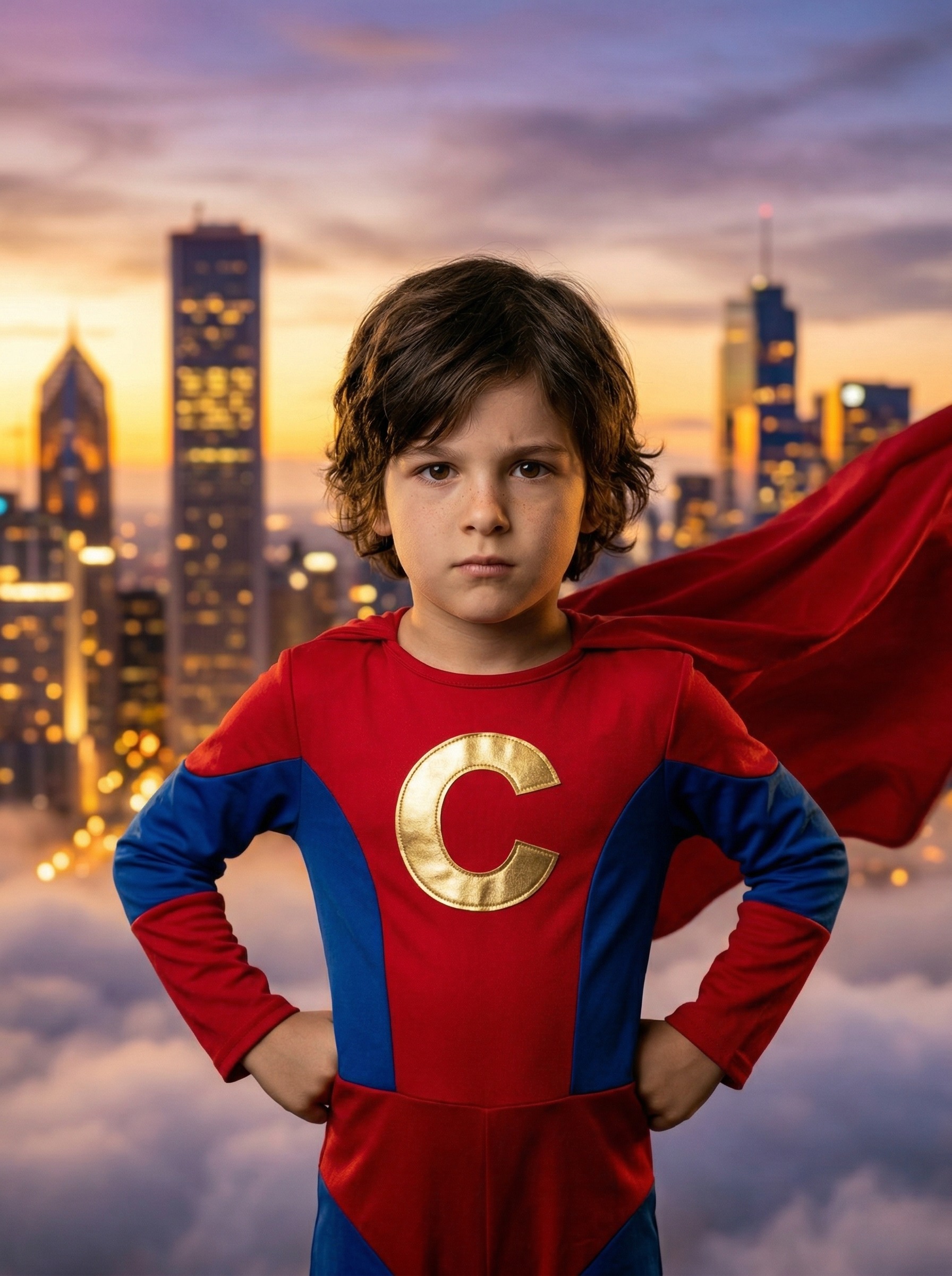 Супергерой — в плаще на крыше города