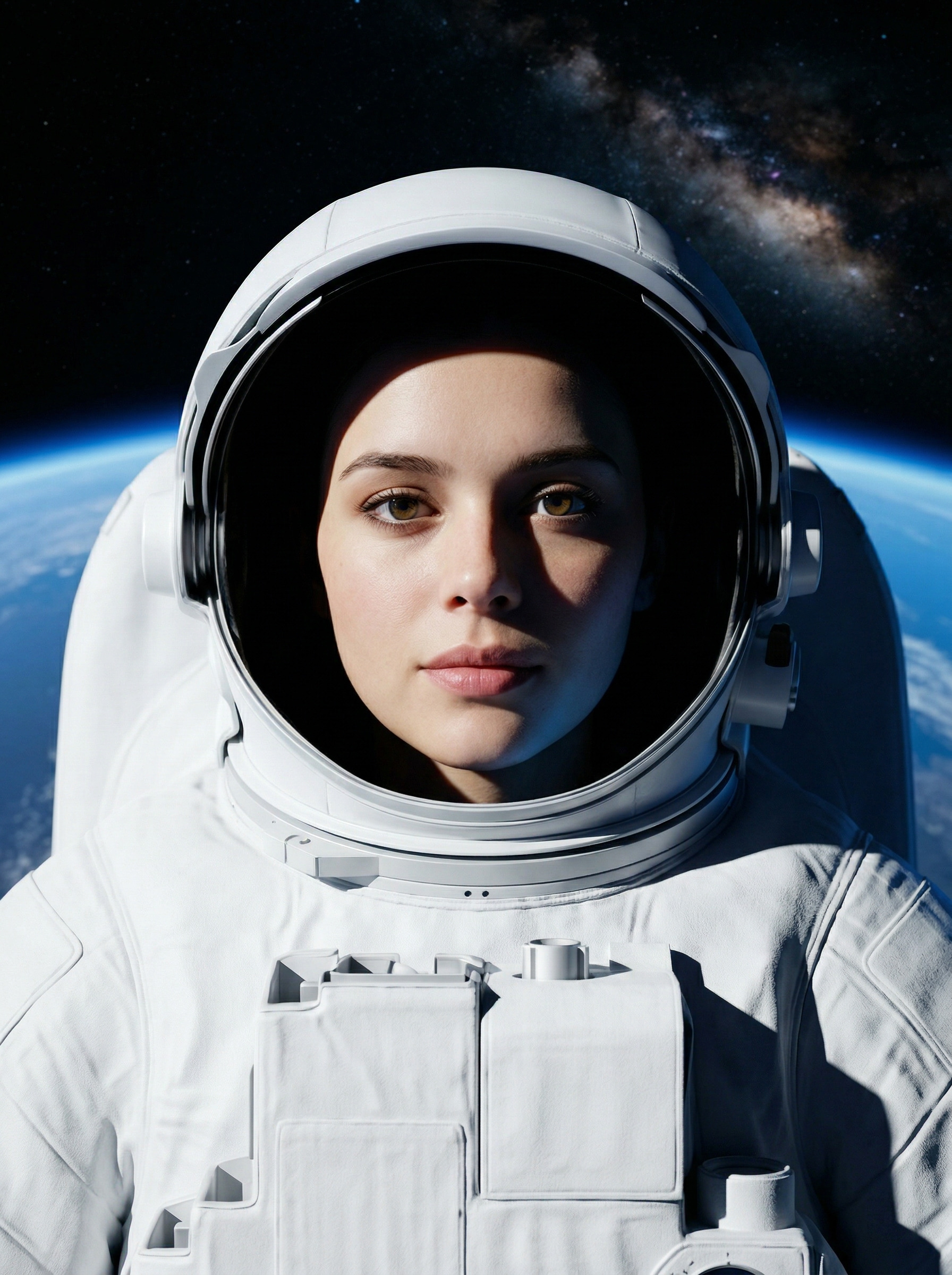 В открытом космосе в невесомости