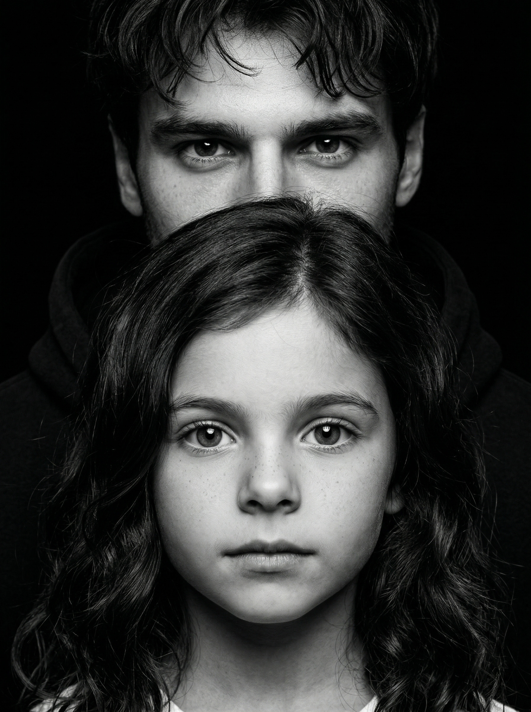 Папа и дочка — драматичный ч/б портрет