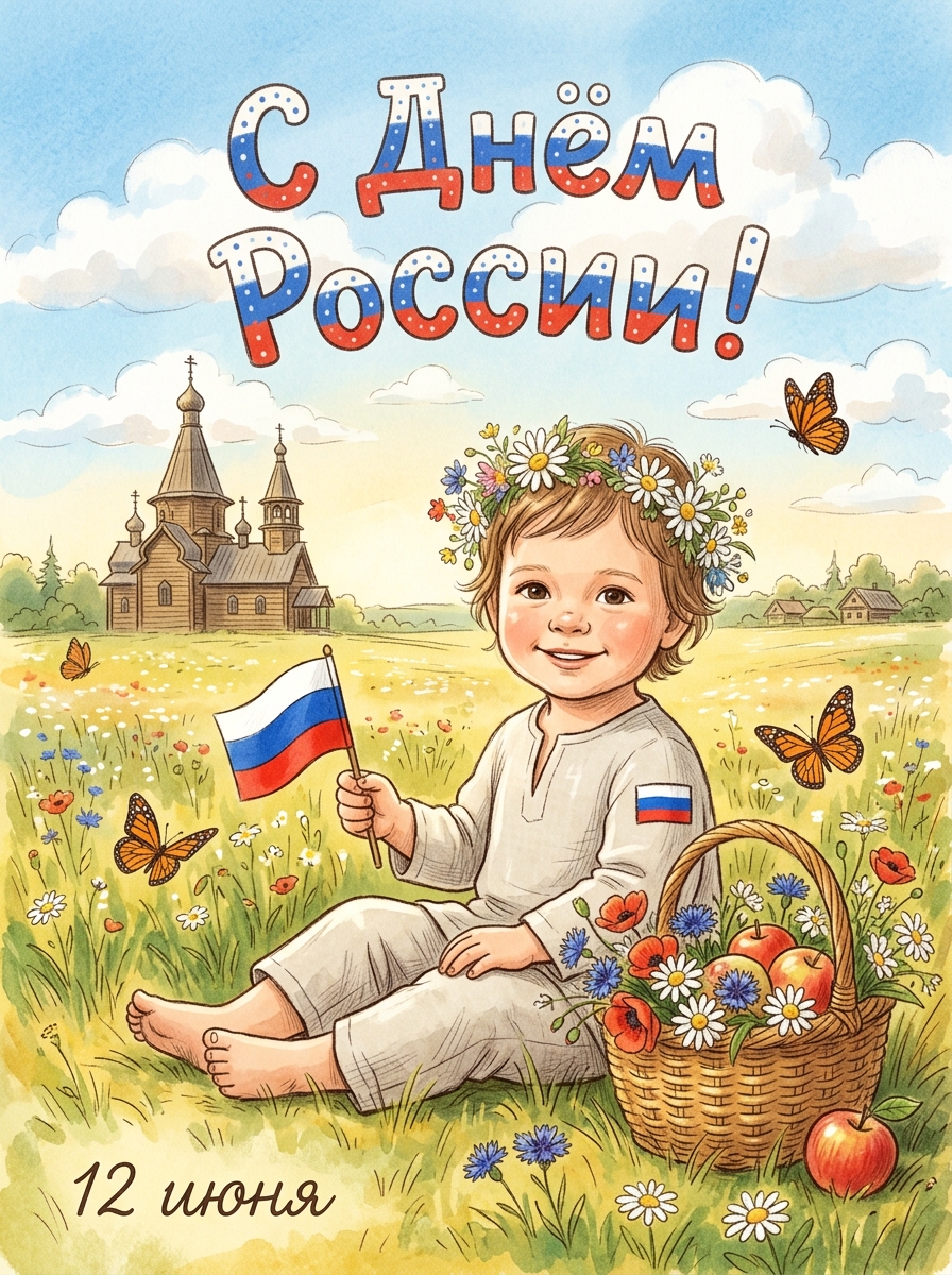 Детская открытка ко Дню России