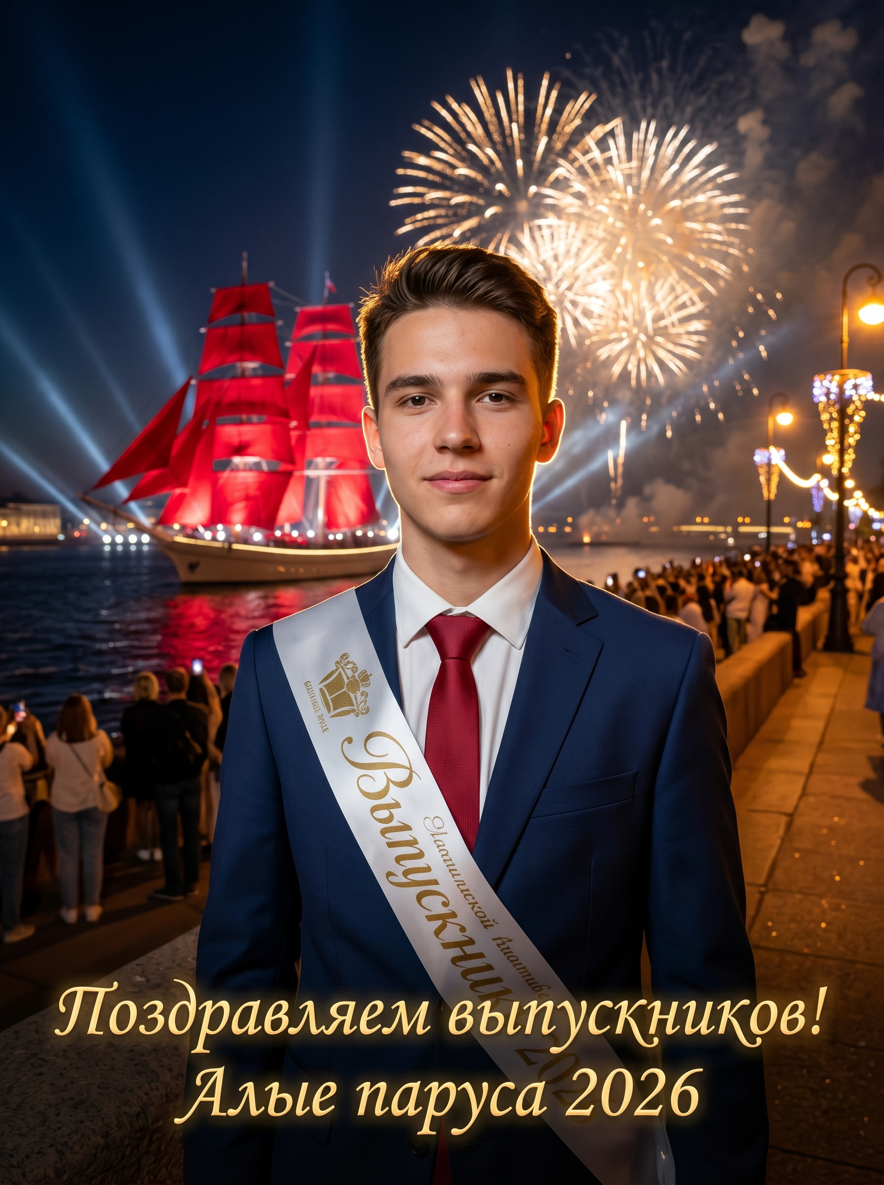 Торжественный выпускник на фоне Алых парусов