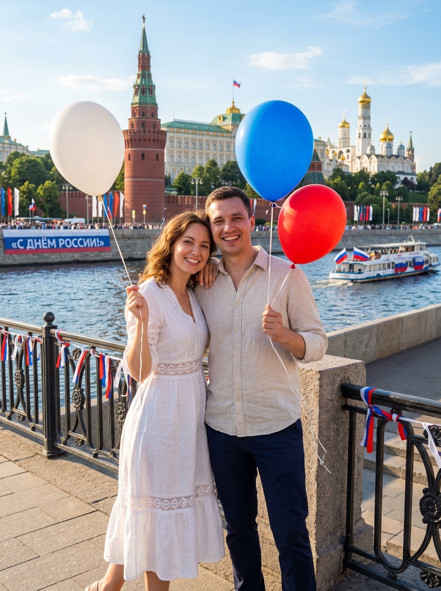 Пара на набережной Москвы-реки