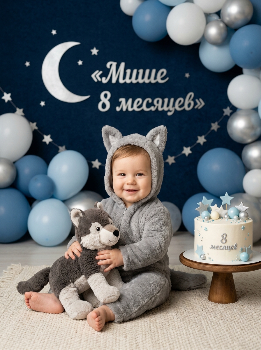 Маленький волчонок празднует