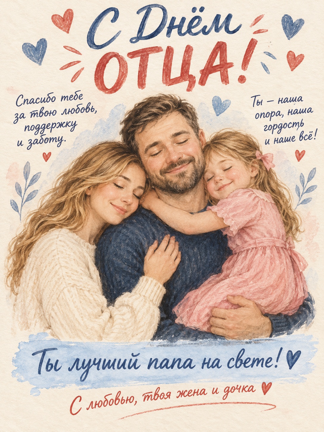 Семейные объятия для папы