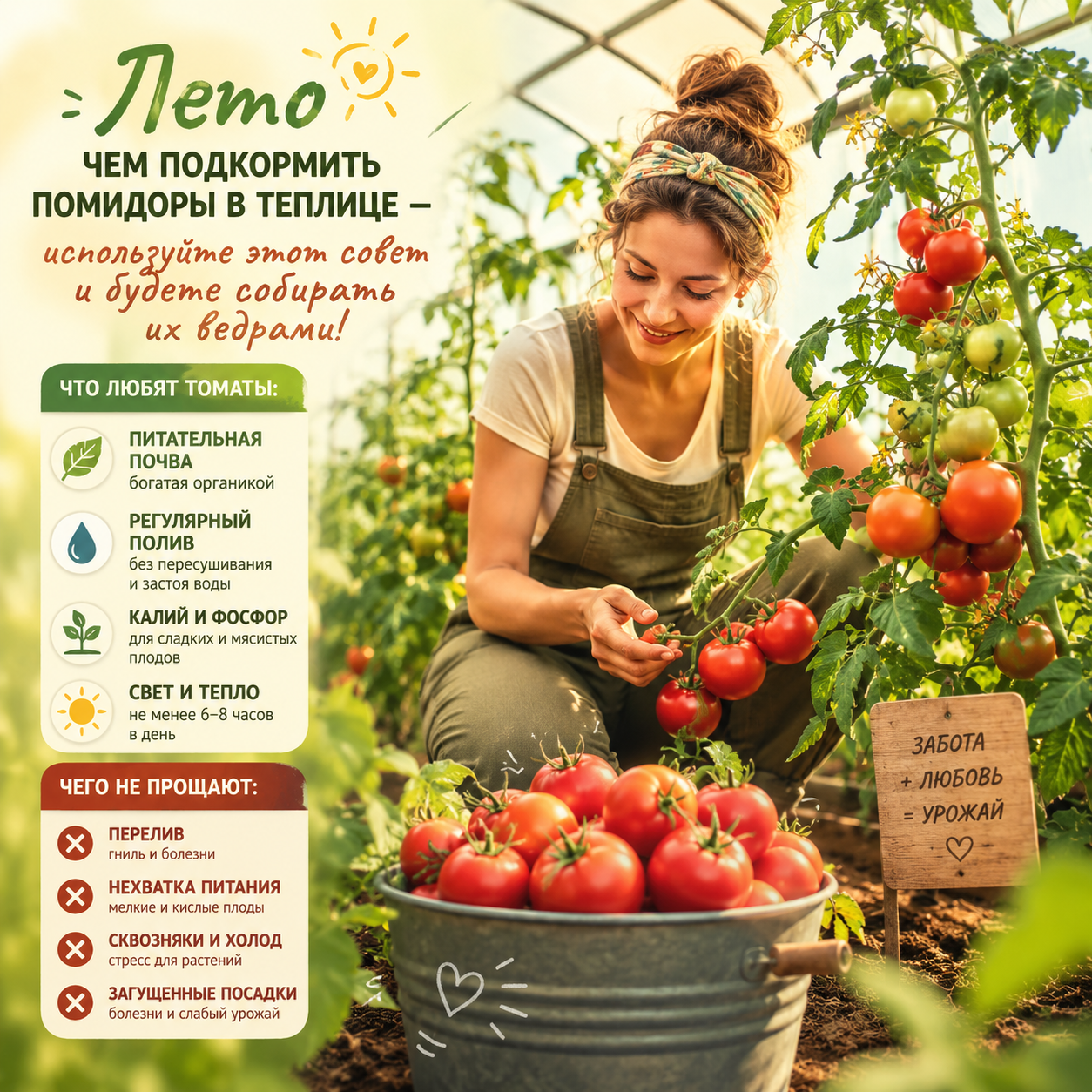 Лето Чем подкормить помидоры в теплице — используйте этот совет и будете собирать их ведрами Что любят и чего не прощают томаты